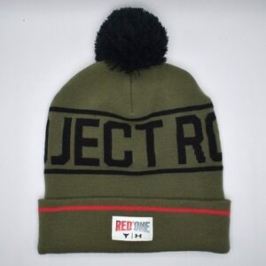 Under Armour Project Rock Red One Pom Beanie Hat Olive‎ Green NEW 6003768-390
